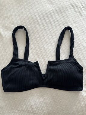 Roxy Black Ribbed V-Notch Bikini Top